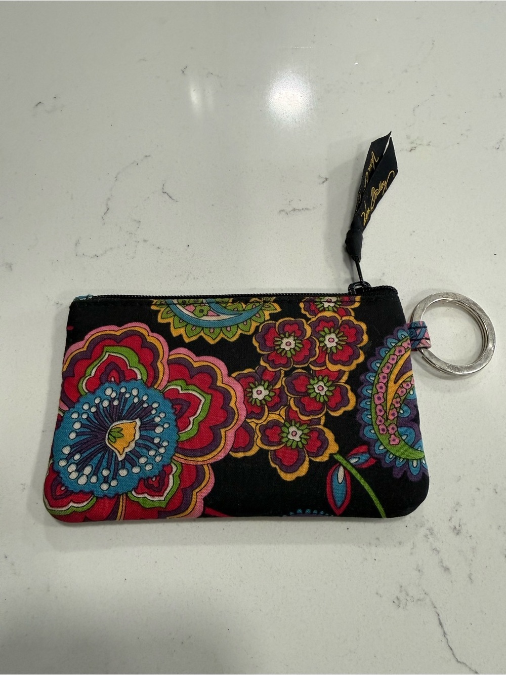 Vera Bradley Zip ID Case with Silver Key Ring